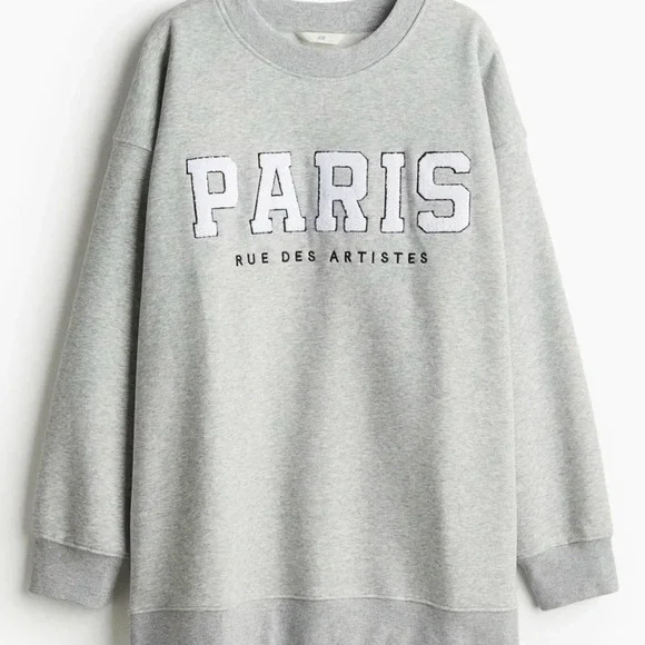 H&M Paris sweatshirt size large, grey with white - Picture 2 of 8